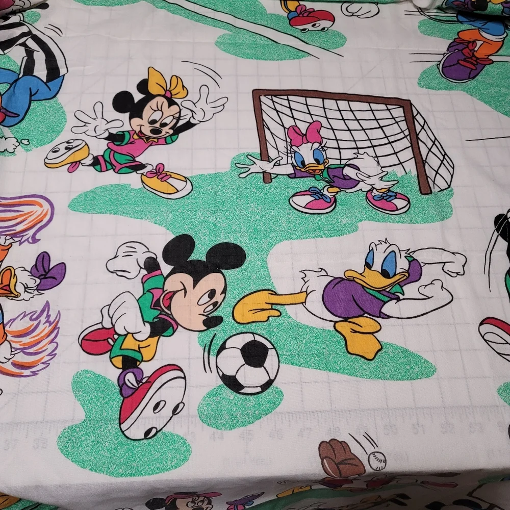 Vintage 1980's Disney Mickey Sports Twin Flat and‎ Fitted Sheets |Mickey Mouse
